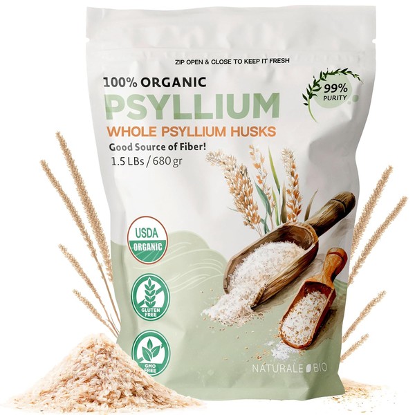 Whole Psyllium Husk. 1.5Lbs. 99% Pure Psyllium Seed Husks. Natural