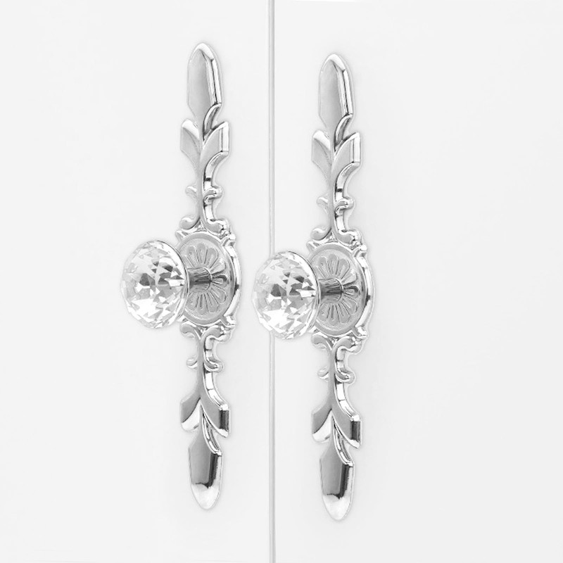 Qianxihu 4Pcs Diamond Drawer Knobs Plate Crystal Cupboard Door Handles