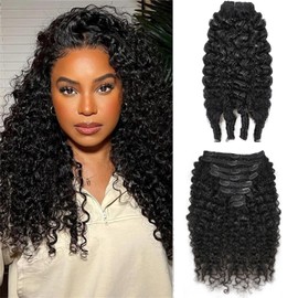 Cecycocy Burmese Curly Clip in Hair Extensions Clip in Human Hair Extensions 8pcs 120g/set Spirally Curly Classic Clips Ins Real Human Hair （16inch）