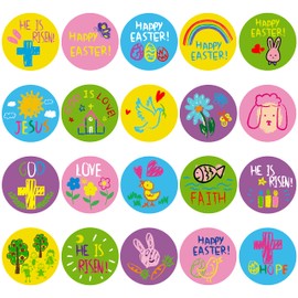 Haooryx 600PCS Religious Bible Stickers for Kid Cartoon Catholic Child Drawn Christian Religious Sticker Jesus He is Risen Sticker Spring Scripture Faith Sticker for Sunday School Party Art Craft