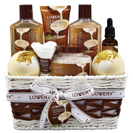 Gifts For Women Gift Basket for Women– 9 Piece Christmas Gifts Set of Vanilla Coconut Home Spa Set, Luxurious Holiday Bath and Body Sets Includes Fragrant Lotions, Extra Large Bath Bombs, Coconut Oil