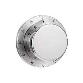 Remarks Japan Kitchen Timer, Silver Analog Stainless Steel Dial Cooking Timer, Manual Timer