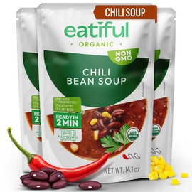 EATIFUL Chili Soup, Ready To Eat Vegan Chili Bean Soup, Made With Organic Vegetables, Plant Based, No Added Preservatives, Gluten Free, NON GMO, 14.1 Ounce (Pack of 3)