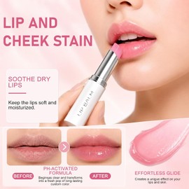 Erinde Bálsamo Labial PH que Cambia de Color, Hidratante de Larga Duración,#G01+#G01