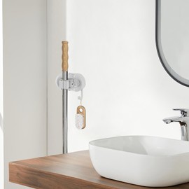 Suction Mop Holder - Wall Mounted Broom Hanger - Seamless Bracket, Cleaning Suppliers Hanger, Mops Hook for Bathroom Kitchen Garden