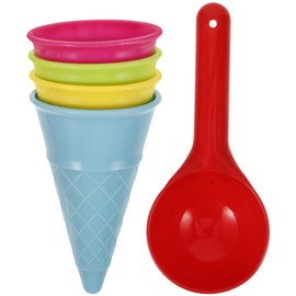 Gatuida 5pcs Kids Beach Toys, Ice Cream Cones and Scoop, Sand Toys for Children, Assorted Colors, 4.33 x 2.16 Inches