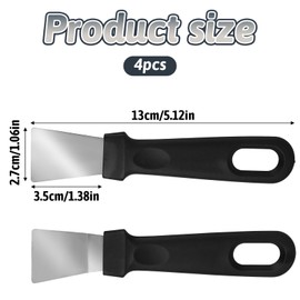 4 Pack Griddle Scraper Tool Heavy Duty Grill Scraper Stainless Steel Griddle Scraper Metal Small Grill Scraper for Outdoor BBQ Stiff Grill Pan Cleaning Scraper Spatula Outdoor Barbecue Turners Tools