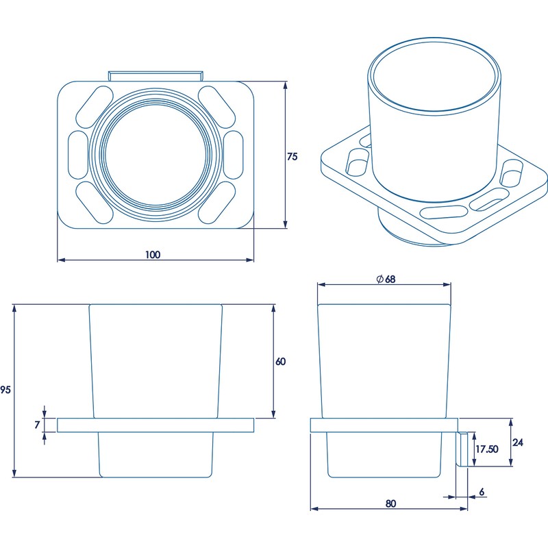 Croydex QM731841 Sutton Wall Mounted Tumbler & Holder with Zinc