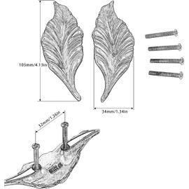 Mgoodoo Leaf Handles Knob Zinc Alloy for Cabinet,Kitchen,Door,Drawers,Bookcases,4.13in (5pairs, Gold)