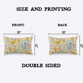 TKS MITLAN Colorful Floral Pillow Cover 12x20 inch Abstract Yellow Flower Green Branches Blue Leaves Red Fruit Spring Modern Decorative Throw Pillow Covers Linen Cushion Case for Sofa Couch