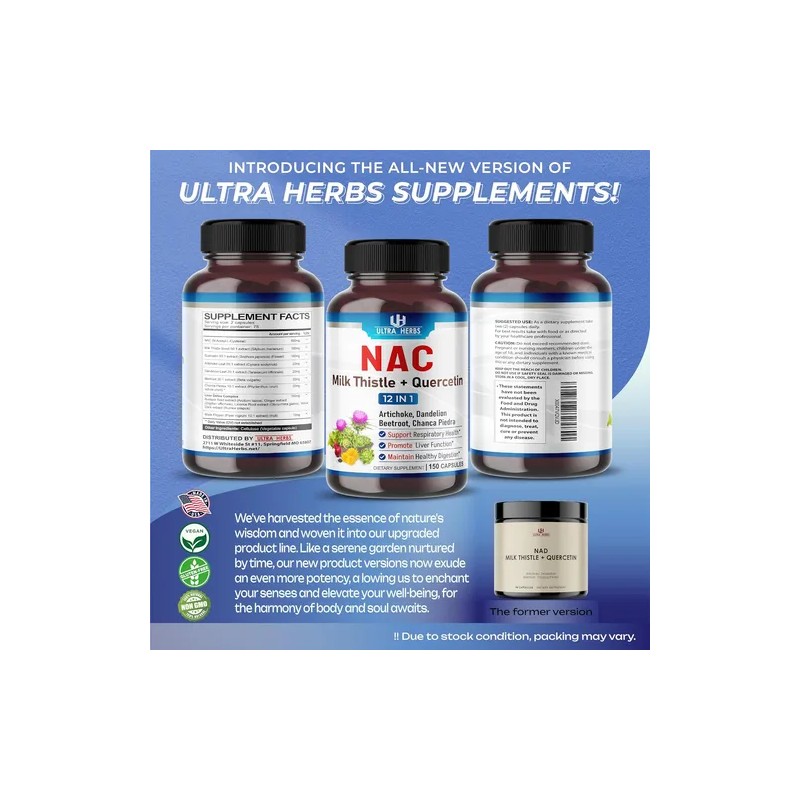 Nac + Quercetina + Cardo Mariano 150 Caps Ultra Herbs