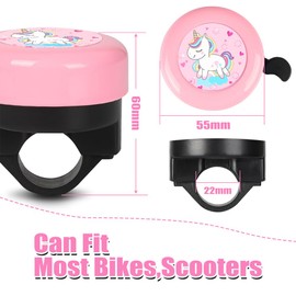 UYUYong Bicycle Bell 1 Piece Unicorn Bicycle Bell with 1 Pair of Handlebar Tassels Bicycle Bell Pink Bicycle Bell Accessories for Bicycles Balance Bike Scooter