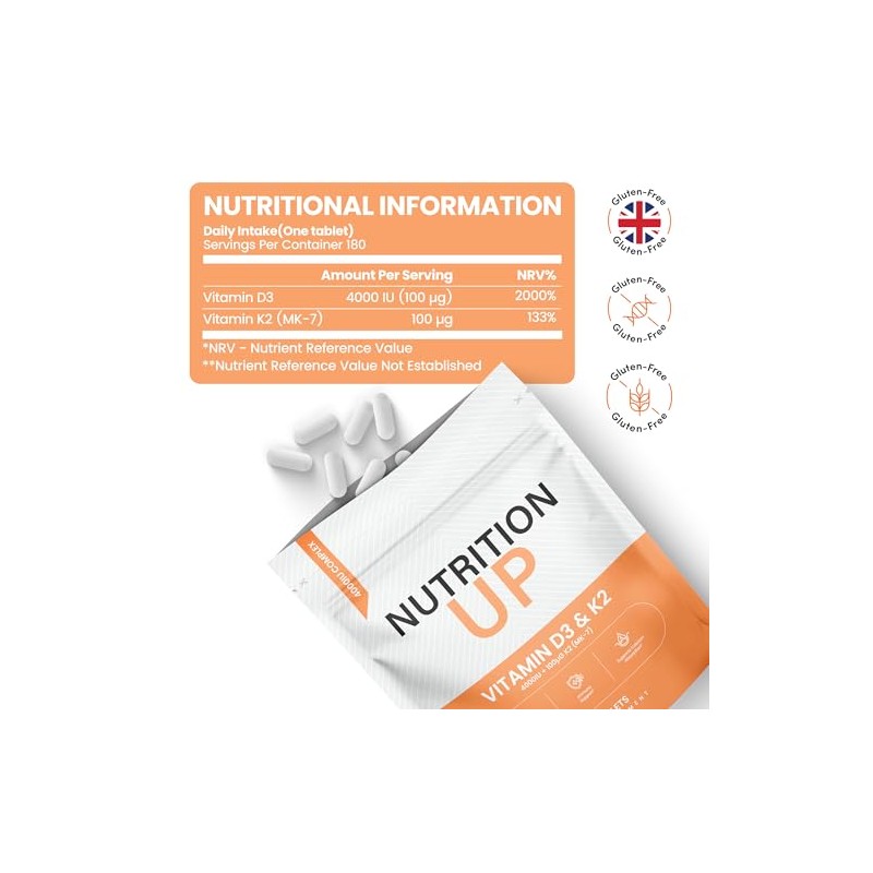 Vitamin D3 & K2 Tablets 4000IU + 100ug MK-7 –