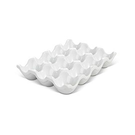 HIC Kitchen Crate, Fine White Porcelain, Holds 1 Dozen Eggs