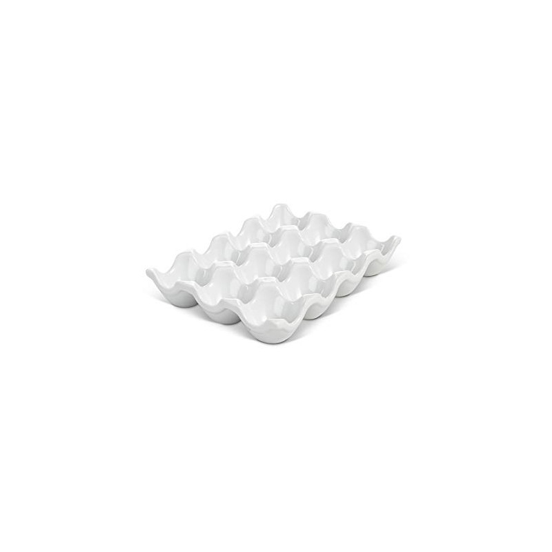 HIC Kitchen Crate, Fine White Porcelain, Holds 1 Dozen Eggs