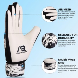 Arsh Sports Goalkeeper Gloves for Kids,Youth and Adult Football Soccer Goalie Gloves with 4-mm Latex Double Wrist Protection (White, Size 2 Suitable for 4 to 5 Year Old)