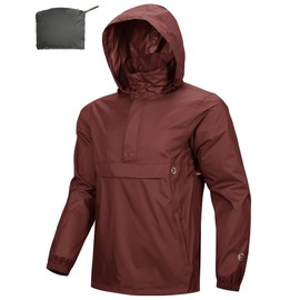 Outdoor Ventures Men's Rain Jacket Waterproof Lightweight Packable Rain Pullover for Hiking Golf Running