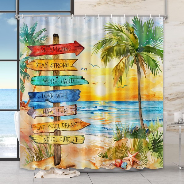 Vimorco Shower Curtain Beach Path, Shower Curtains for Bathroom Waterproof