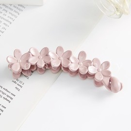 Herbeluemily HM-0163-R03-E Banana Clip, Hair Ornament, Hair Clip, Flower, Dull Color, E, Pink + Green