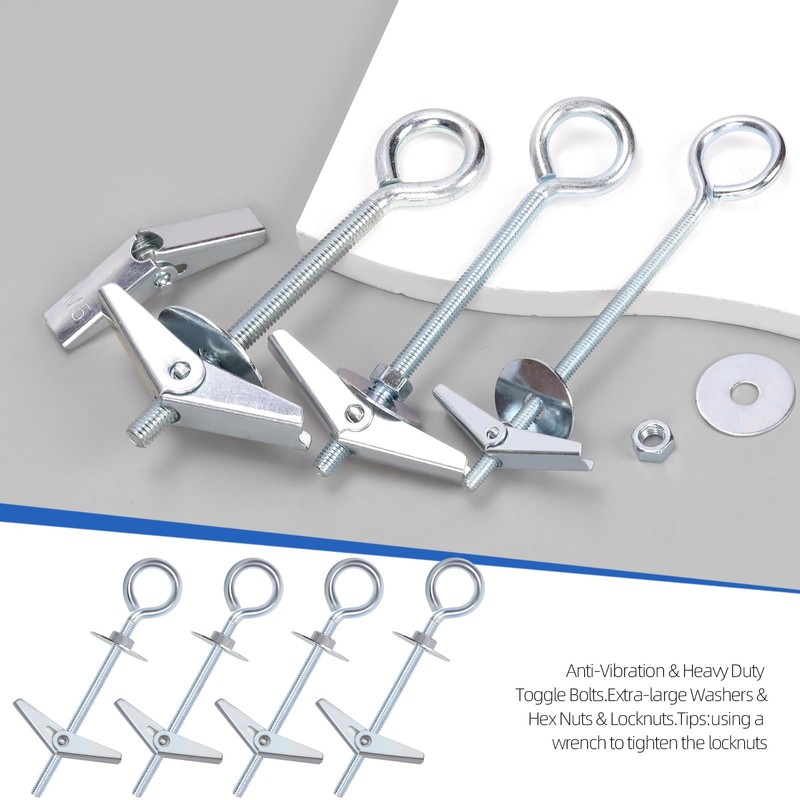 Glarks 15pcs M5 O-Shaped Eye Bolt Toggle Anchors Set for