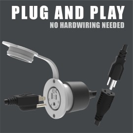 Journeyman-Pro 10' Foot 15A Waterproof Outdoor Power Port Panel/Wall Outlet Kit Extension Cord