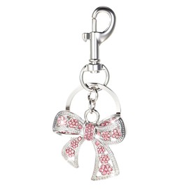 Bow Purse Charm with Rhinestone,Sparkly Bow Bag Charm,Fashion Key Chain for Key Purse Backpack Handbag (Sliver)