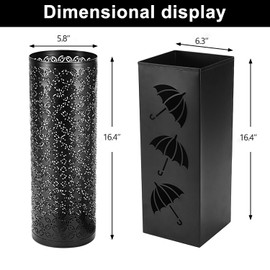 2 Pack Umbrella Rack Stand,Metal Umbrella Stand,Freestanding Square Umbrella Holder Metal Round Umbrella Stand for Canes, Walking Sticks Umbrellas, Folding Umbrellas, Entryway, Home, Office, Hotel