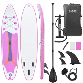SUDOO 10FT Inflatable Stand Up Paddle Board, Ultra-Lightweight Surfboard with Non-Slip EVA Deck, Complete SUP Package for Adults, Beginners, Yoga, Fishing & Surfing (SUP18PK)