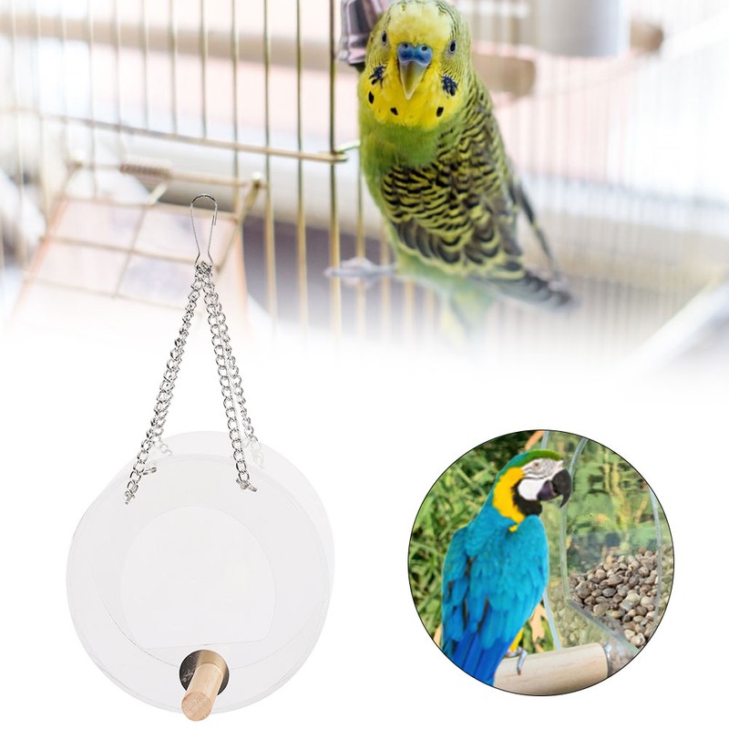 Acrylic Bird Feeder Box AntiScatter Hanging Feeding Box Outdoors Transparent