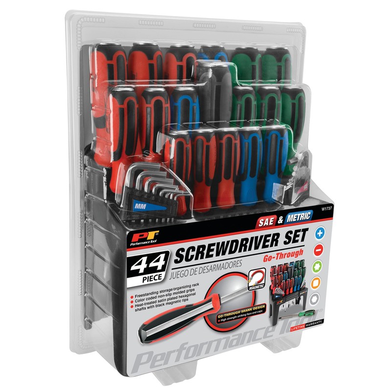 Performance Tool W1737 44Pc Go-Thru Screwdriver Set