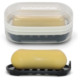 AIMAIAIMAI Soap Holder, Portable Travel Soap Case, Soap Dish with Lid, Soap Box with Removable Draining Layer, Soap Container for Bathroom, Gym, Camping, Traveling (Clear Style A)