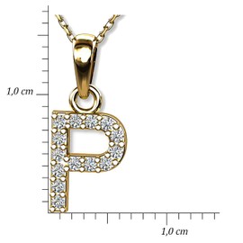 LillyMarie Ladies Chain Gold 333 Letter Pendant P Colourless Length Adjustable Confectionery Gifts Beautiful for Women Christmas