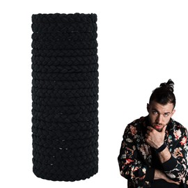 20-Piece Braided Hair Ties for Men - Elastic, No Damage, No Slip, No Rip - For Curly, Thick, Long Hair (Black)