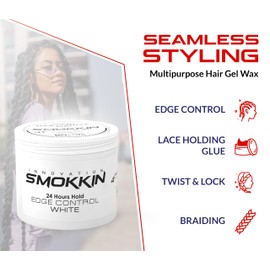INNOVATION SMOKKIN Strong Hold Hair Gel, Edge Control, Braiding Gel, Locking & Twist Styling Wax, Versatile Styling Locking Gel Applicable To Diverse Hair Types. (White 16.9 Fl oz)