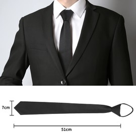 Segarty Men's Necktie, One-Touch Necktie, Black 50*7cm