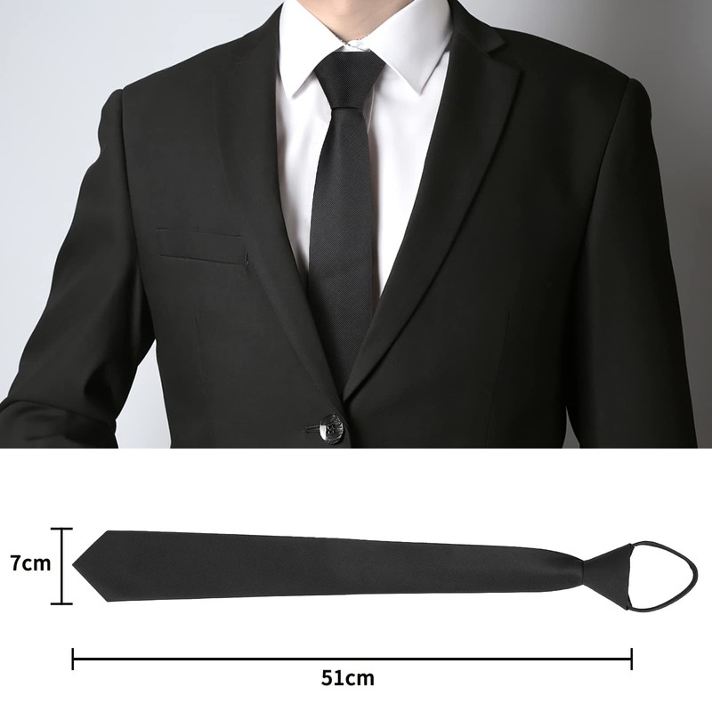 Segarty Men's Necktie, One-Touch Necktie, Black 50*7cm