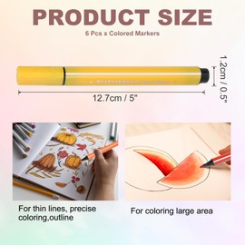 PATIKIL Colored Markers, Dirt Yellow 6 Pack Washable Coloring Drawing Doodling Markers Broad Line Art Marker Water Color Pens Set for Adult Coloring Books Sketching