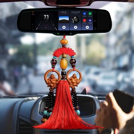 JBRUN Car Hanging Decoration, Rearview Mirror Decorations, Chinese Traditional Style Crystal Tassel Dangling Ornaments, Home Decoration for Luck Safety Blessing (C)