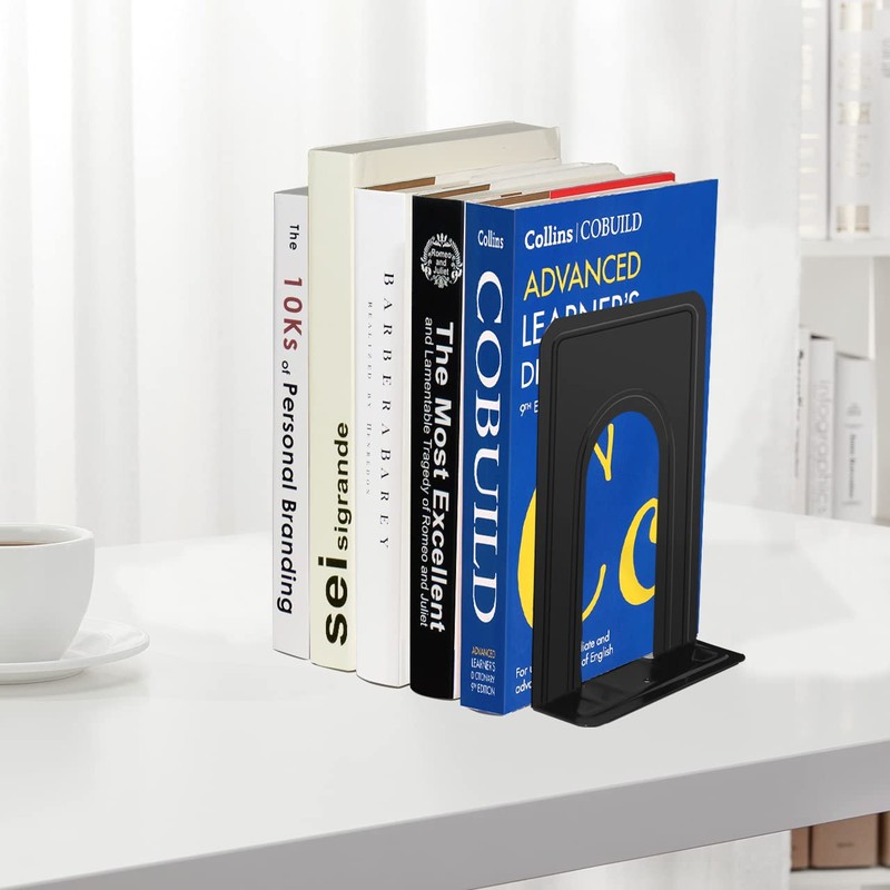 Book Ends, Heavy Duty Bookends for Shelves, Anti-slip Base, Black,