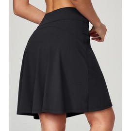 Ewedoos Knee Length Skorts for Woman Golf Skorts Skirts for Women 20" Skort with Shorts Pockets Pickleball Dressy Casual Black