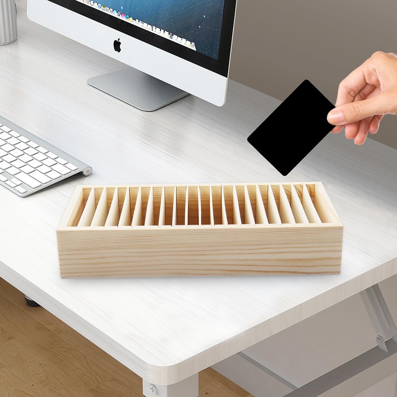 Klmnop Wooden Name Badge & Card Holder, ID Badge Organizer