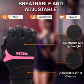 MRX Weight Lifting Gloves for Women Breathable Workout Anti Slip Padded Shock-Absorbing Extra Grip Palm Protection Half Finger Exercise Glove for Gym,Cycling,Weightlifting| Pink X-Small