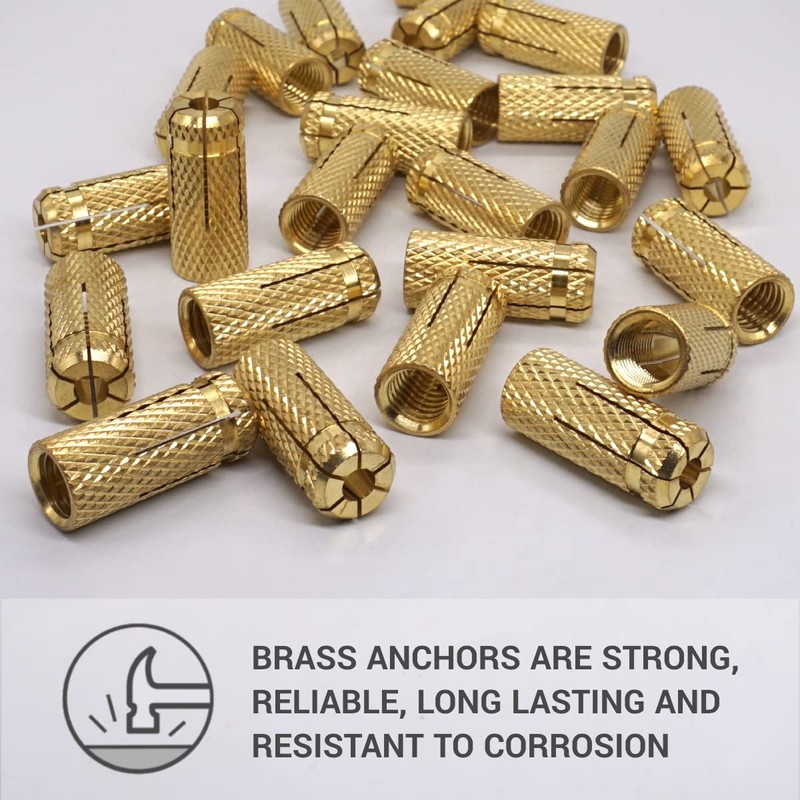 SKIR'CO (Pack of 10) Brass Drop in Anchor M14 x