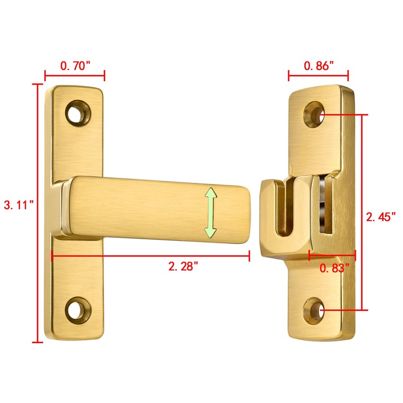INIRET Gold 90/180 Degree Flip Latch - Heavy-Duty Lock Bolt