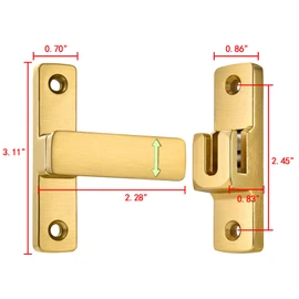 INIRET Gold 90/180 Degree Flip Latch - Heavy-Duty Lock Bolt for Gate, Barn, Garden, Fence, Shed, and Window Applications