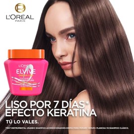 L'Oréal Paris Elvive Dream Liso Mascarilla Capilar, Efecto Keratina Anti Frizz Hasta por 72h, Resistente a la Humedad, Cabello Liso y Brillante, 300ml