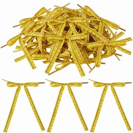 Sosation 50 Pcs Back to School Thank You Teacher Pretied Ribbon with Twist Apples Ruler Ribbon Bow Weclocme to School Gift Tags Bulk for Crafts Gift Wrapping, 3.5 x 5 in(Ruler)