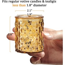 NITIME 12pcs Gold Votive Candle Holders for Table Centerpiece Mercury Glass Tea
