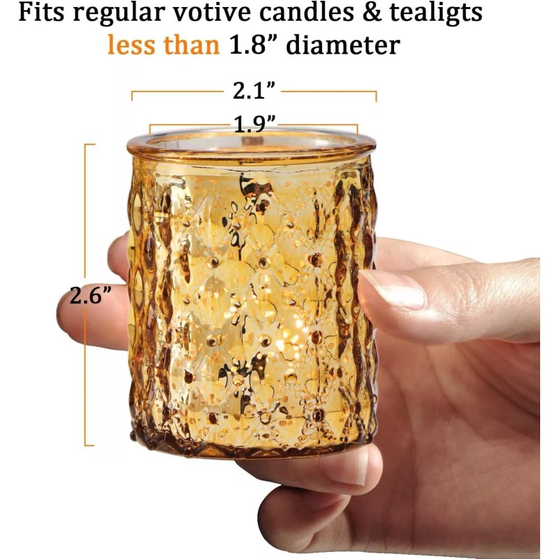 NITIME 12pcs Gold Votive Candle Holders for Table Centerpiece Mercury