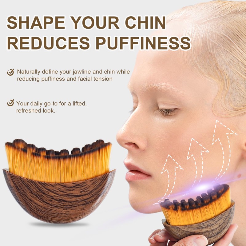 2Pcs Facial Contour Brush for Jawline Sculpting,Ergonomic Design for Puffiness